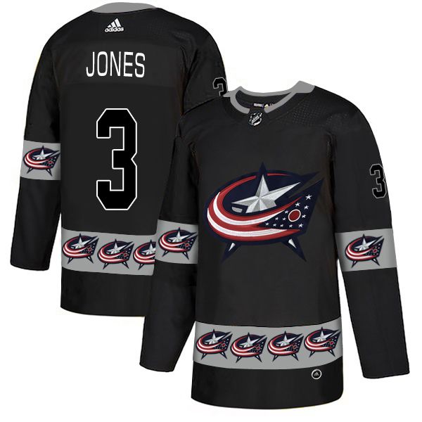 Men Columbus Blue Jackets #3 Jones Black Adidas Fashion NHL Jersey